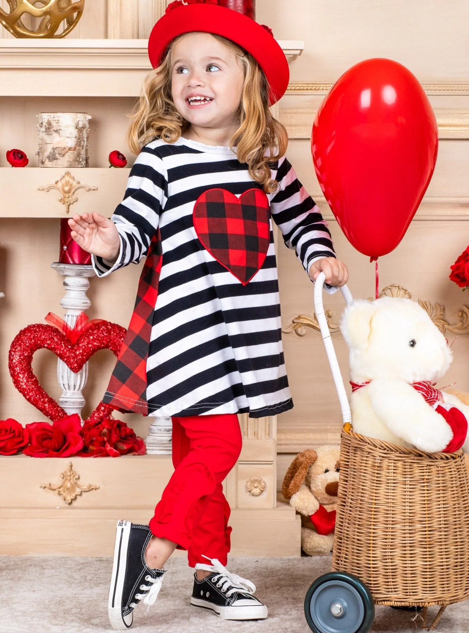 Love You All Dual Pattern Tunic and Legging Set