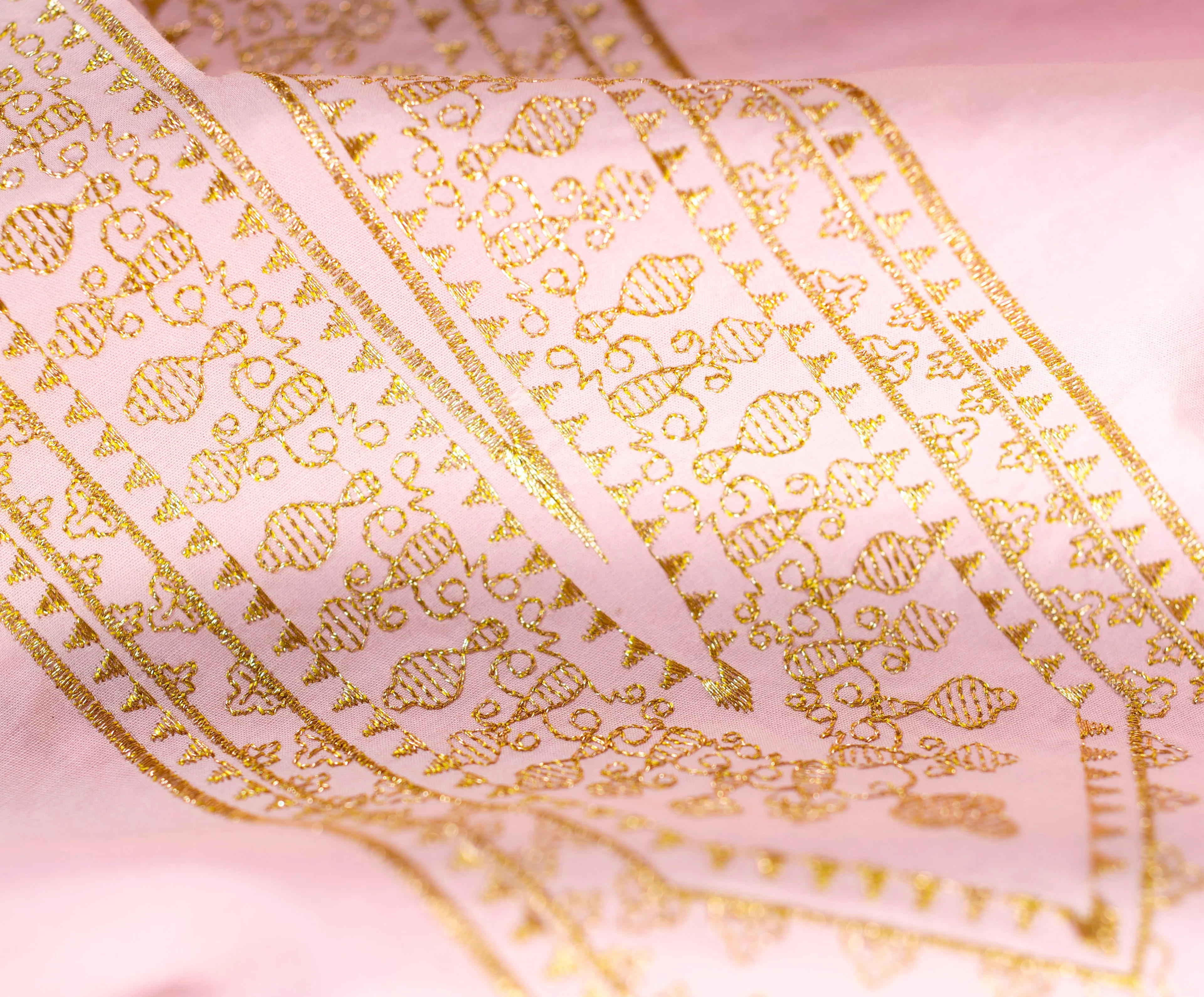 Maharani Tunic in Blush Pink Embroidered in Gold Filigree