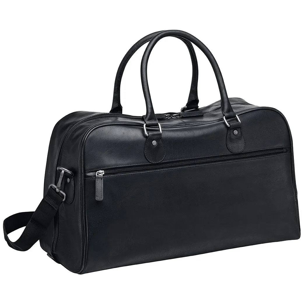 Mancini Leather Classic Duffle Bag, 21.5" x 11" x 14", Black