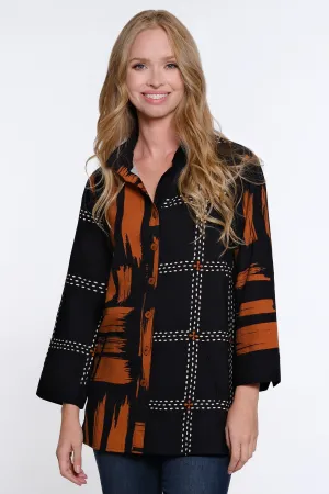 Mixed Print Woven Button Front Blouse - Women's - Black