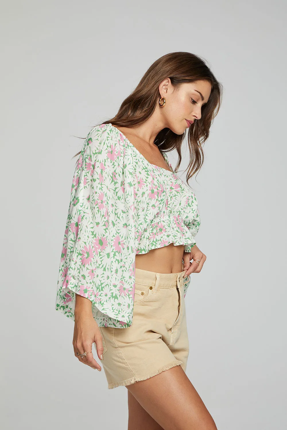 Monarch Crop Top - Grass Daisy Floral