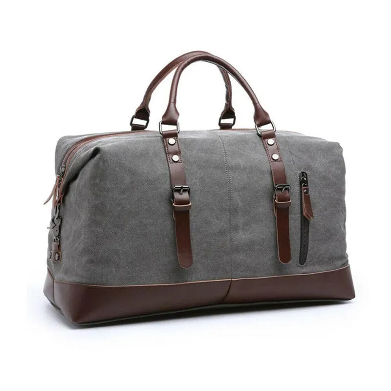 MRoyale™ Men's Canvas Leather Accent Duffle Weekend Travel Bag