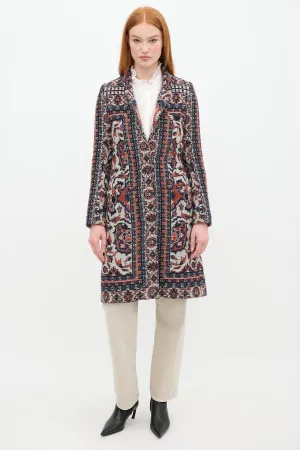 Multicolour Wool Paisley Coat