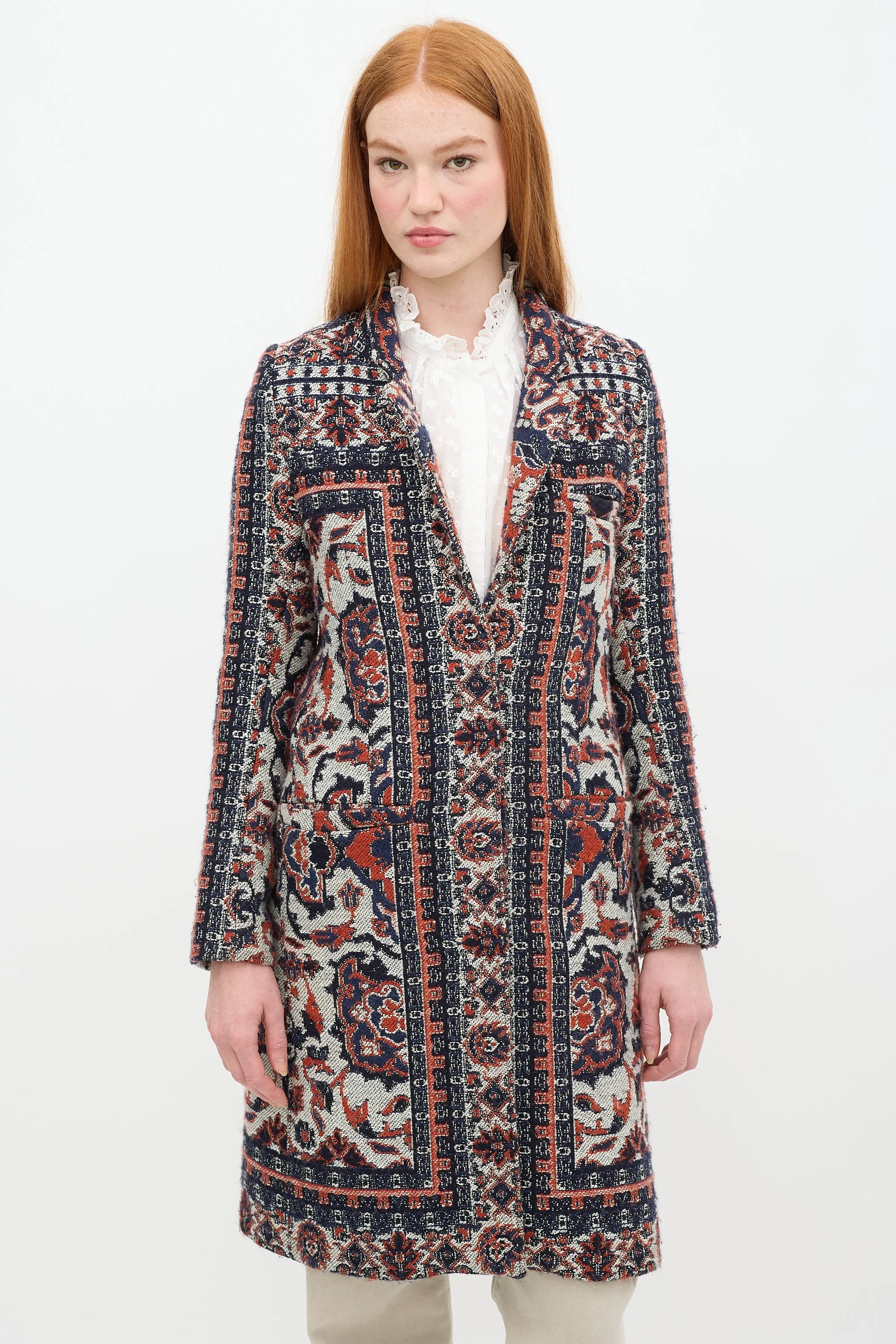 Multicolour Wool Paisley Coat