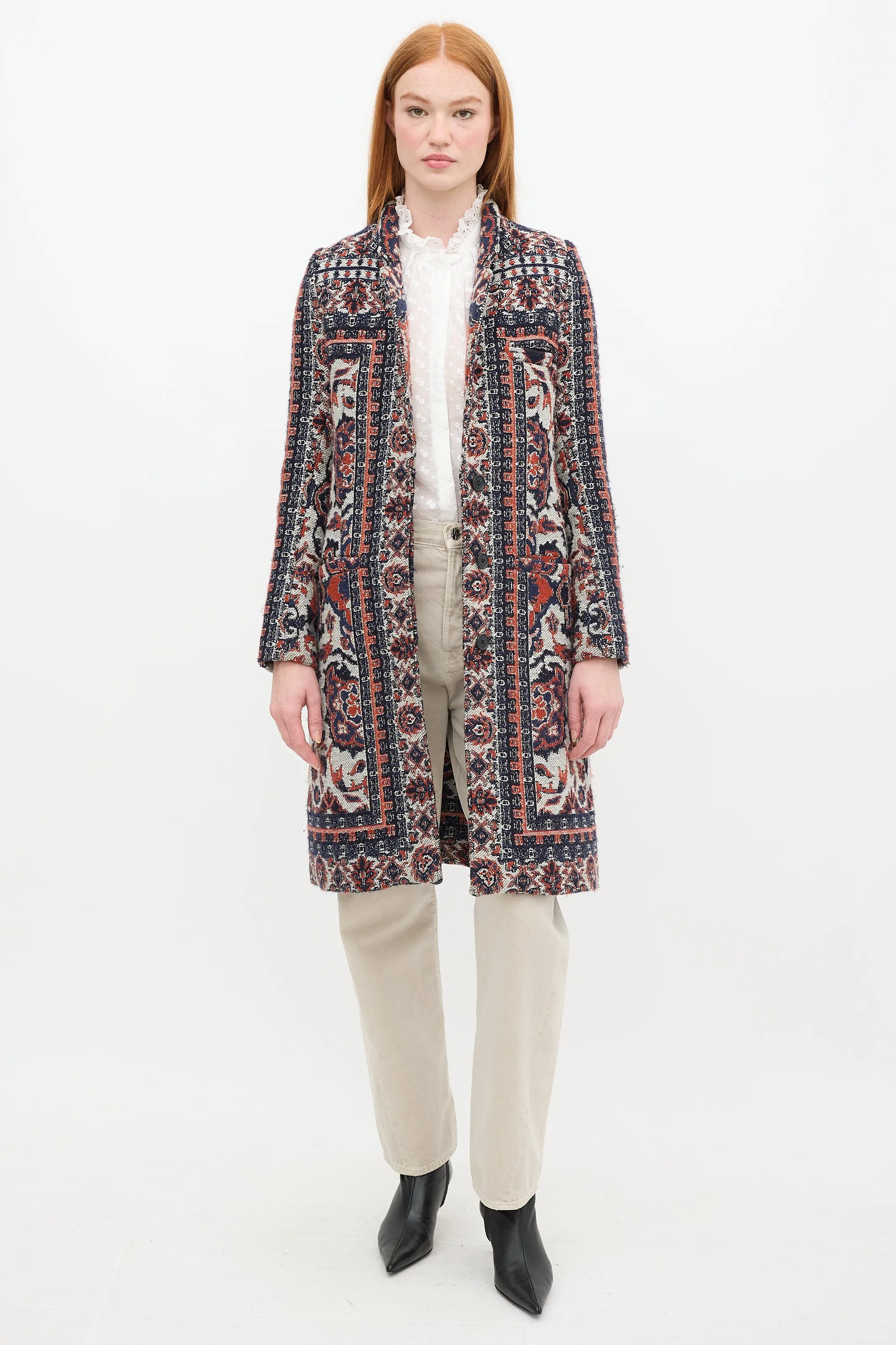 Multicolour Wool Paisley Coat