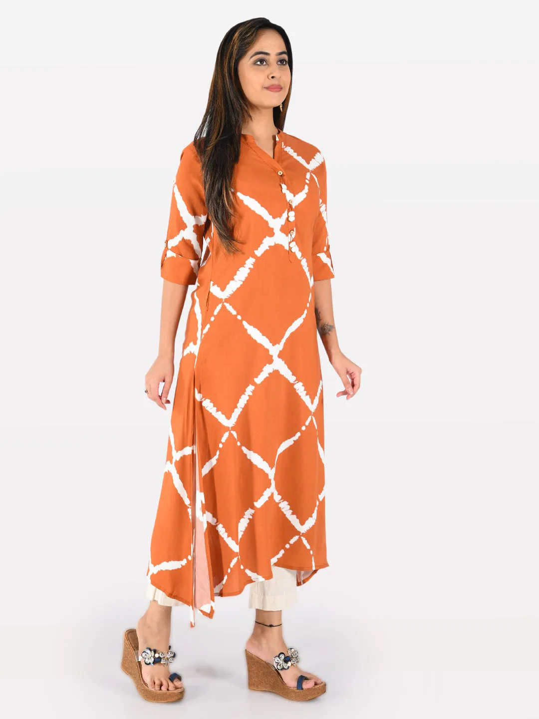 Neeru's Women Rust Color Rayon Fabric Tunic "50"