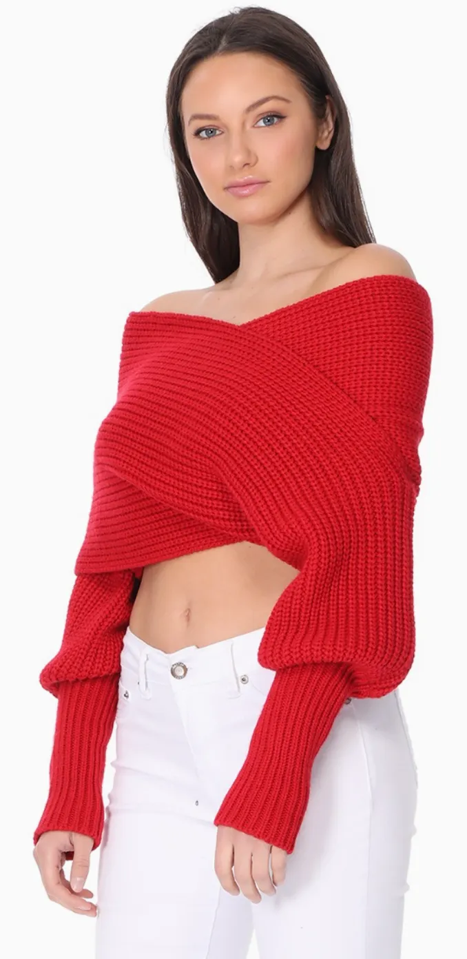 Off Shoulder Convertible Scarf Sweater KC003