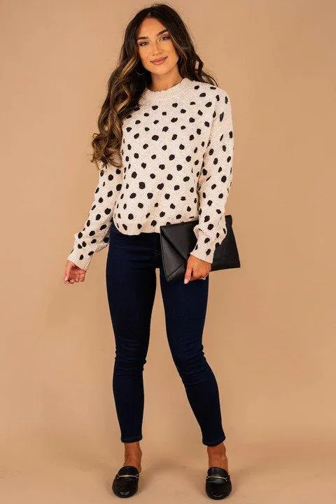 On The Way White Polka Dot Sweater