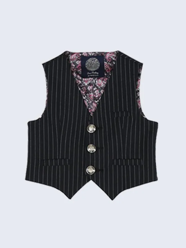 One Friday Black Infant Striped Waist Coat