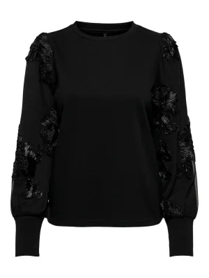 Onlrosanna L/s O-neck Mix Cs Swt - Zwart