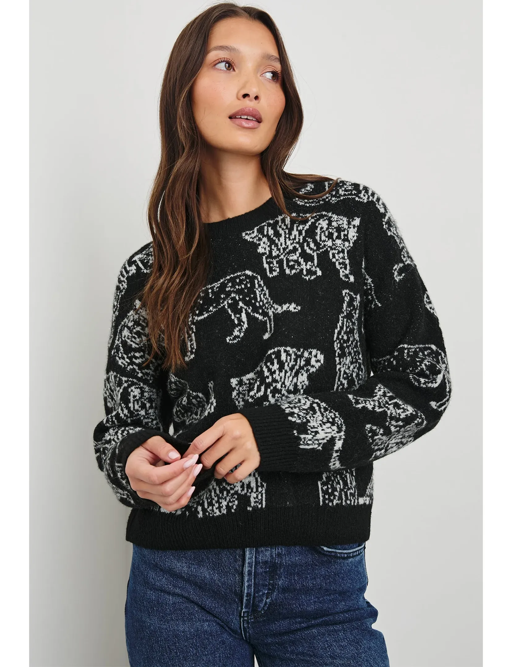 Perci Sweater, Charcoal Cats