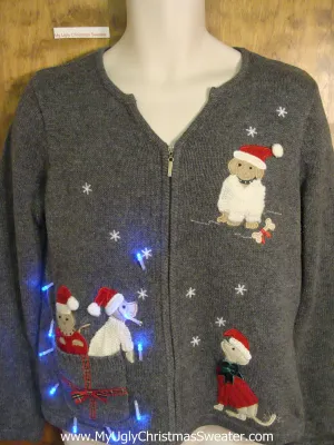 Puppy Dog Party Light Up Ugly Xmas Sweater