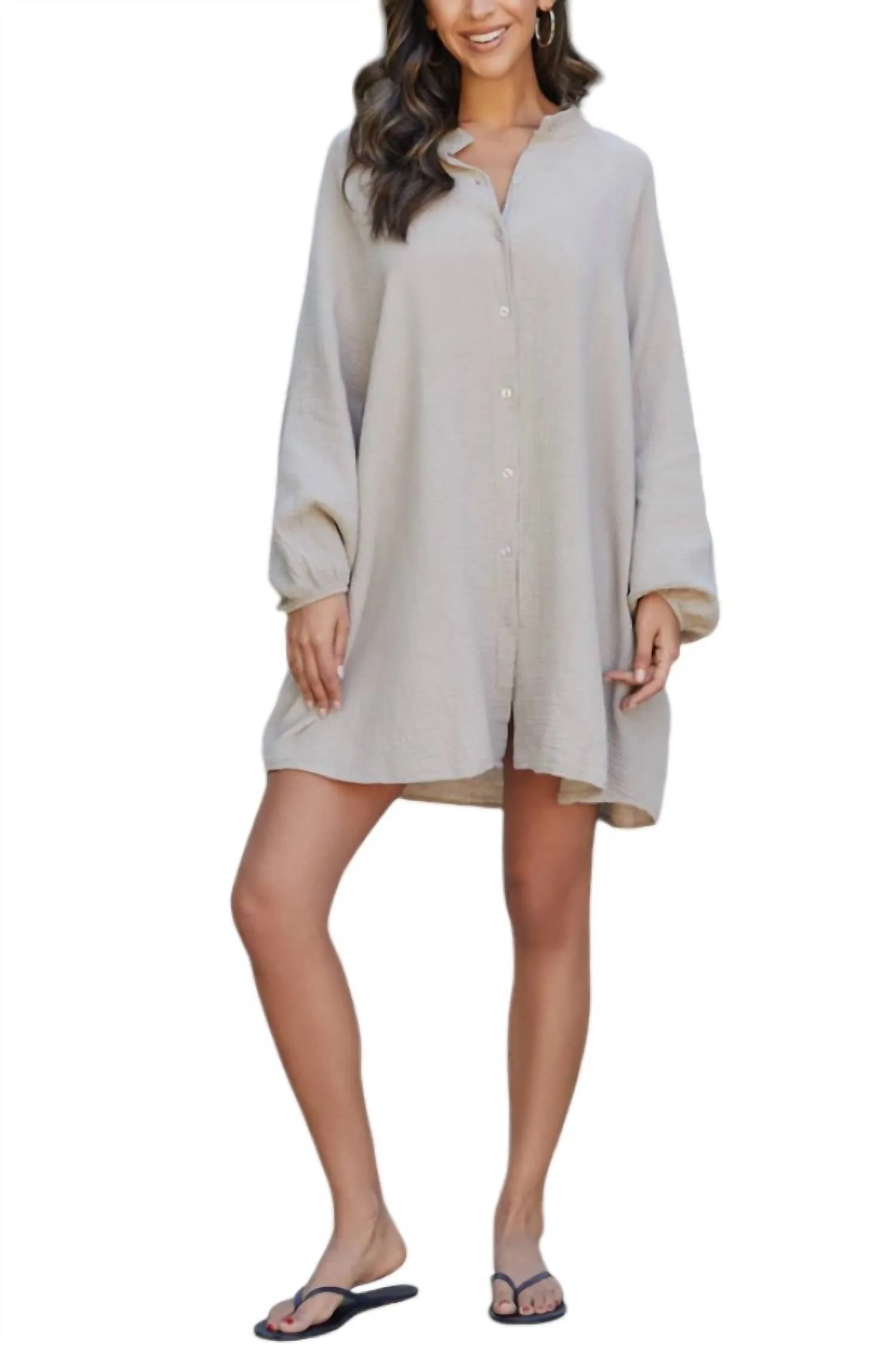 "eye" See You Cotton Gauze Oversized Shirt In Beige