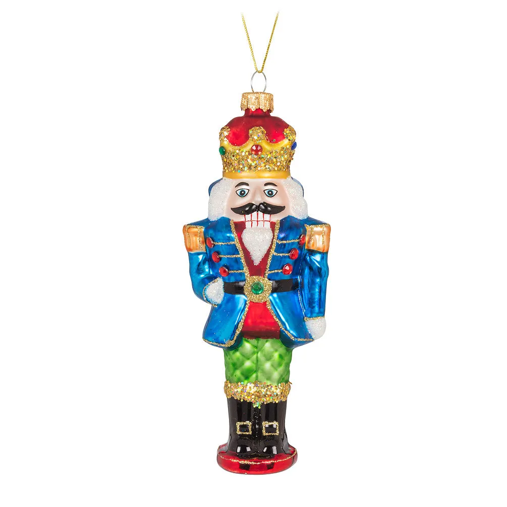 Regal Nutcracker Glass Ornament