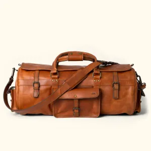 Roosevelt Buffalo Leather Travel Duffle Bag | Amber Brown