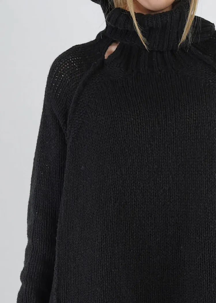 RUNDHOLZ MAINLINE KNITTED TUNIC *SLATE MELANGE* (Shown in BLACK)