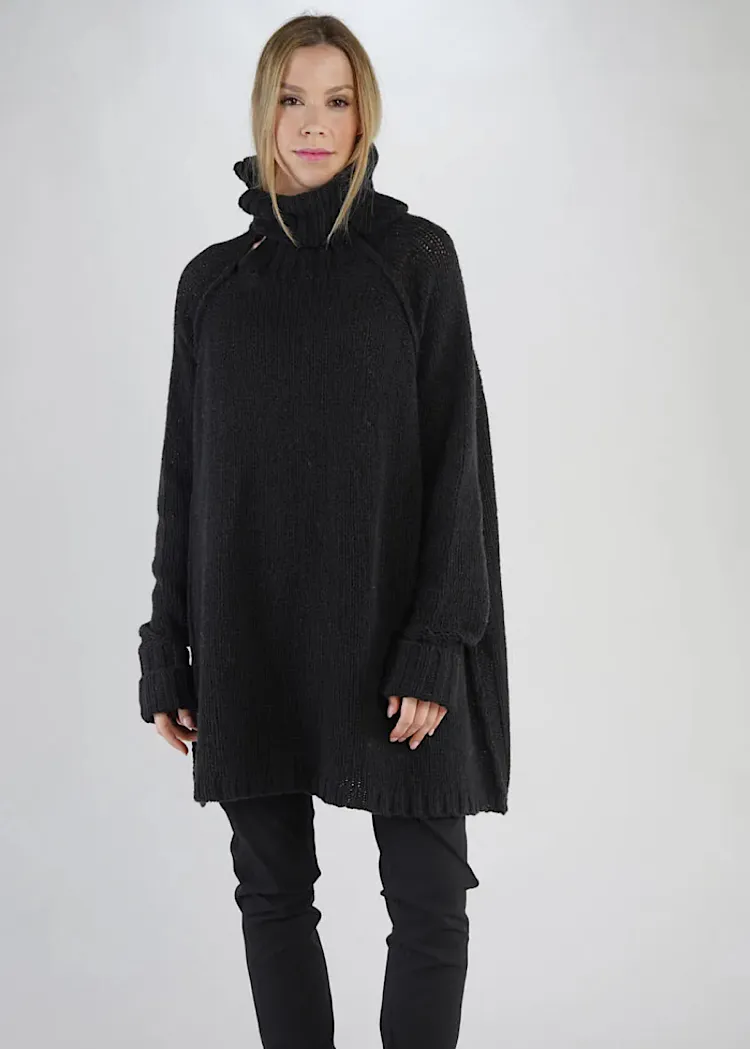 RUNDHOLZ MAINLINE KNITTED TUNIC *SLATE MELANGE* (Shown in BLACK)