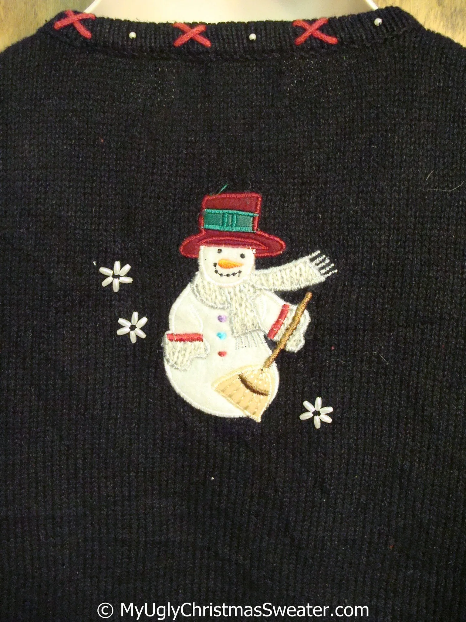 Snowmen with Plaid Ribbon Cheap Christmas Sweater Vest