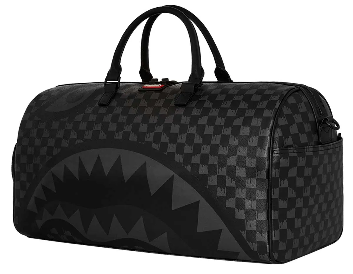 Sprayground Hangover Drip Check In Grey Black Duffle Bag