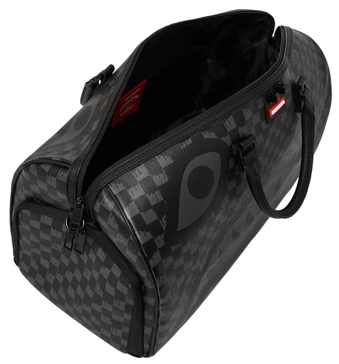 Sprayground Hangover Drip Check In Grey Black Duffle Bag