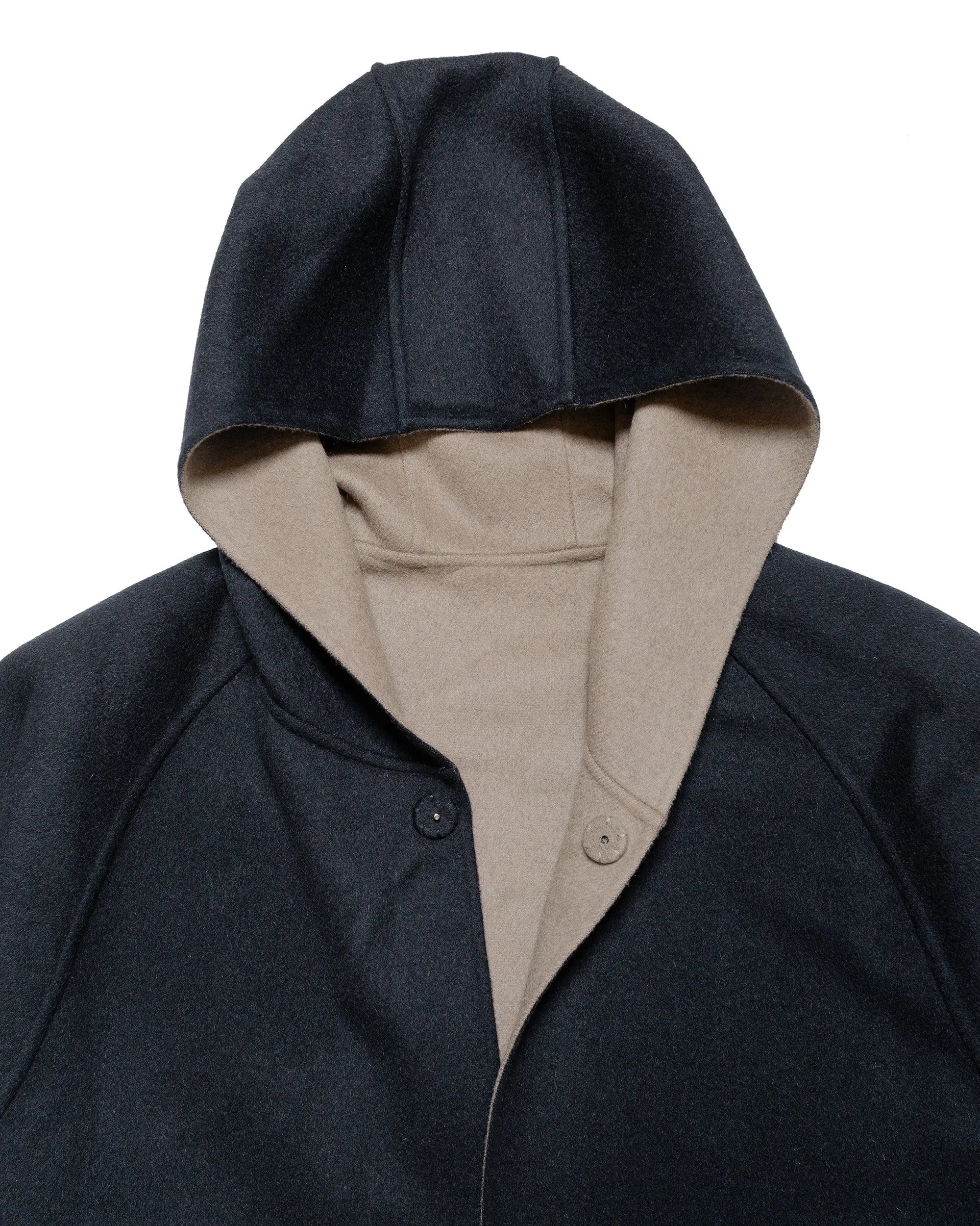 ssstein Reversible Hooded Half Coat Navy/Grey Khaki