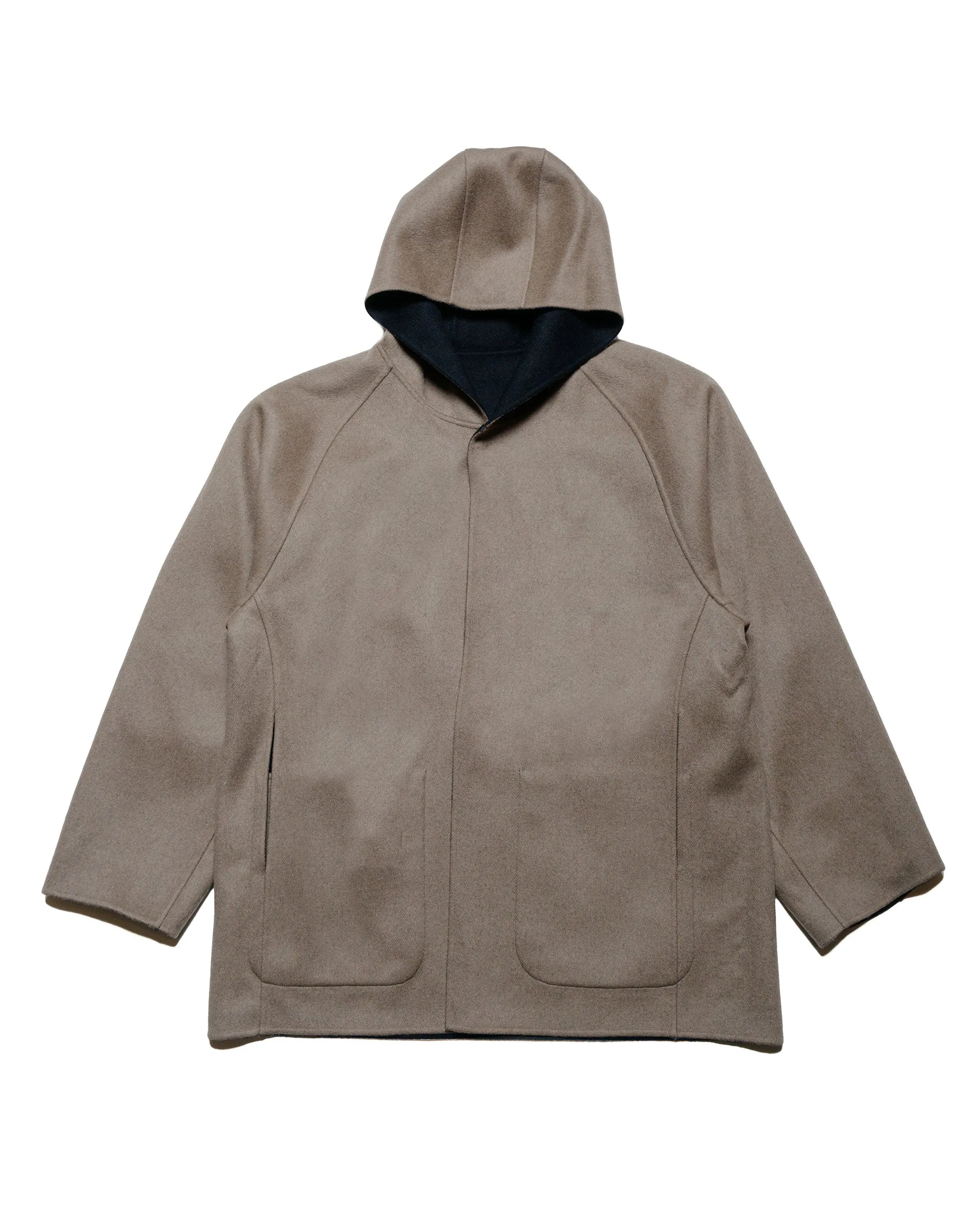 ssstein Reversible Hooded Half Coat Navy/Grey Khaki