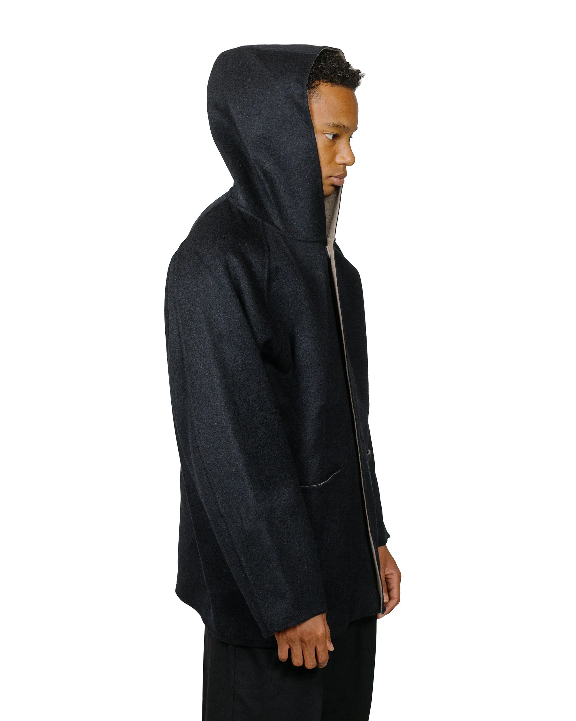 ssstein Reversible Hooded Half Coat Navy/Grey Khaki