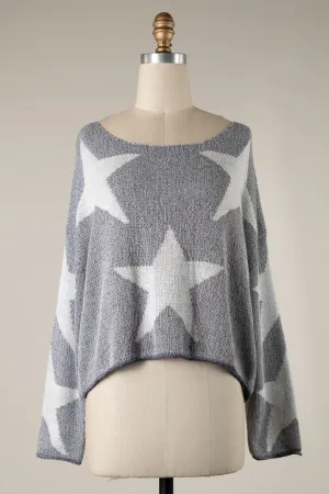 STAR PRINT LIGHTWEIGHT CABLE KNIT SWEATER 1 PACK