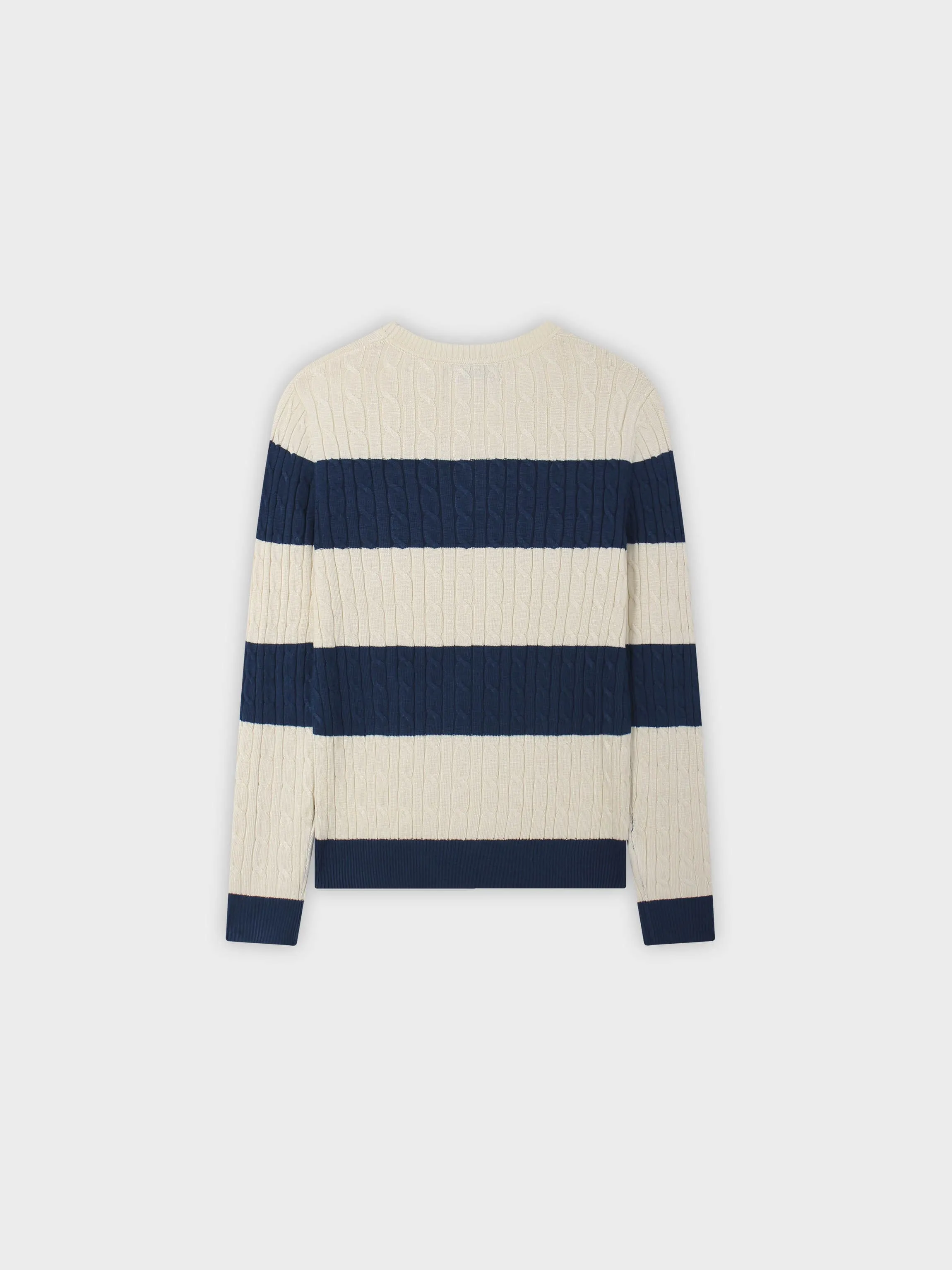 Striped Cable Sweater-Blue/Cream