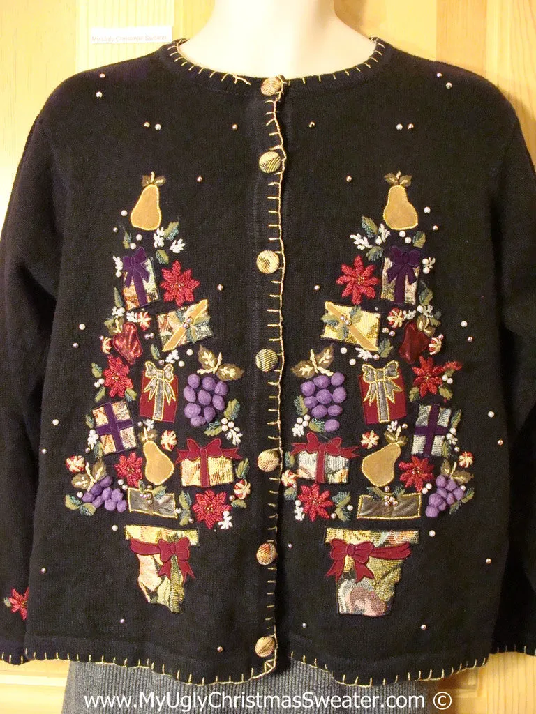 Tacky Christmas Sweater Huge Trees and Grapes (f1263)