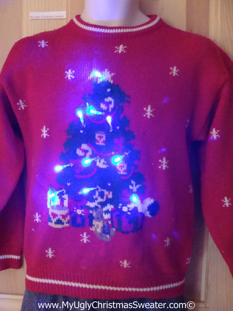 Tacky Ugly Christmas Sweater 80s Giant Tree with Lights(g98)