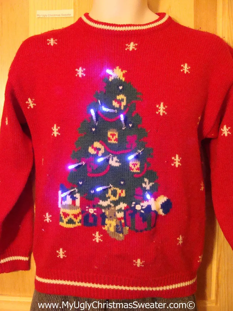 Tacky Ugly Christmas Sweater 80s Giant Tree with Lights(g98)