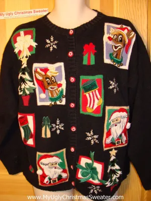 Tacky Ugly Christmas Sweater Santa & Rudolph the Reindeer (f62)