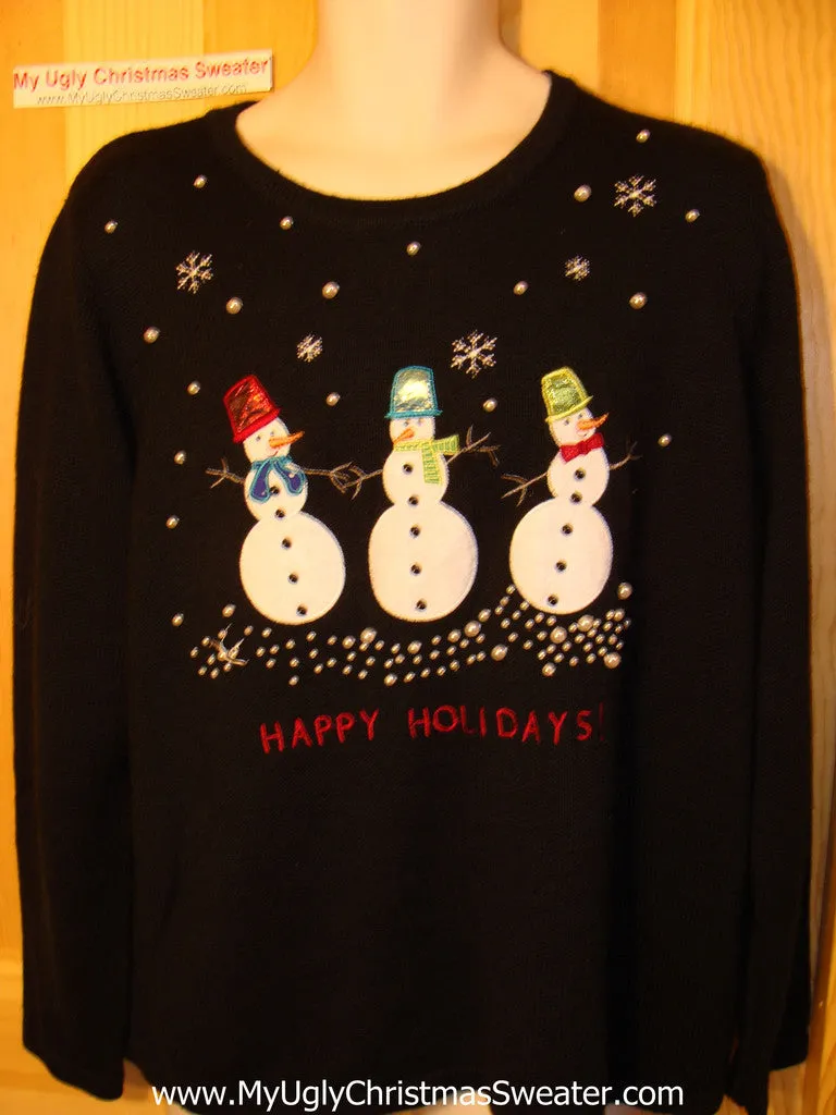 Tacky Ugly Christmas Sweater Three Jolly Snowmen (f9)