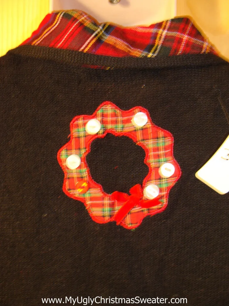 Tacky Ugly Christmas Sweater Vest Plaid Crafty Decorations (f383)