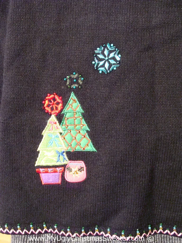 Tacky Ugly Christmas Sweater with Bright Bling Trees (f781)