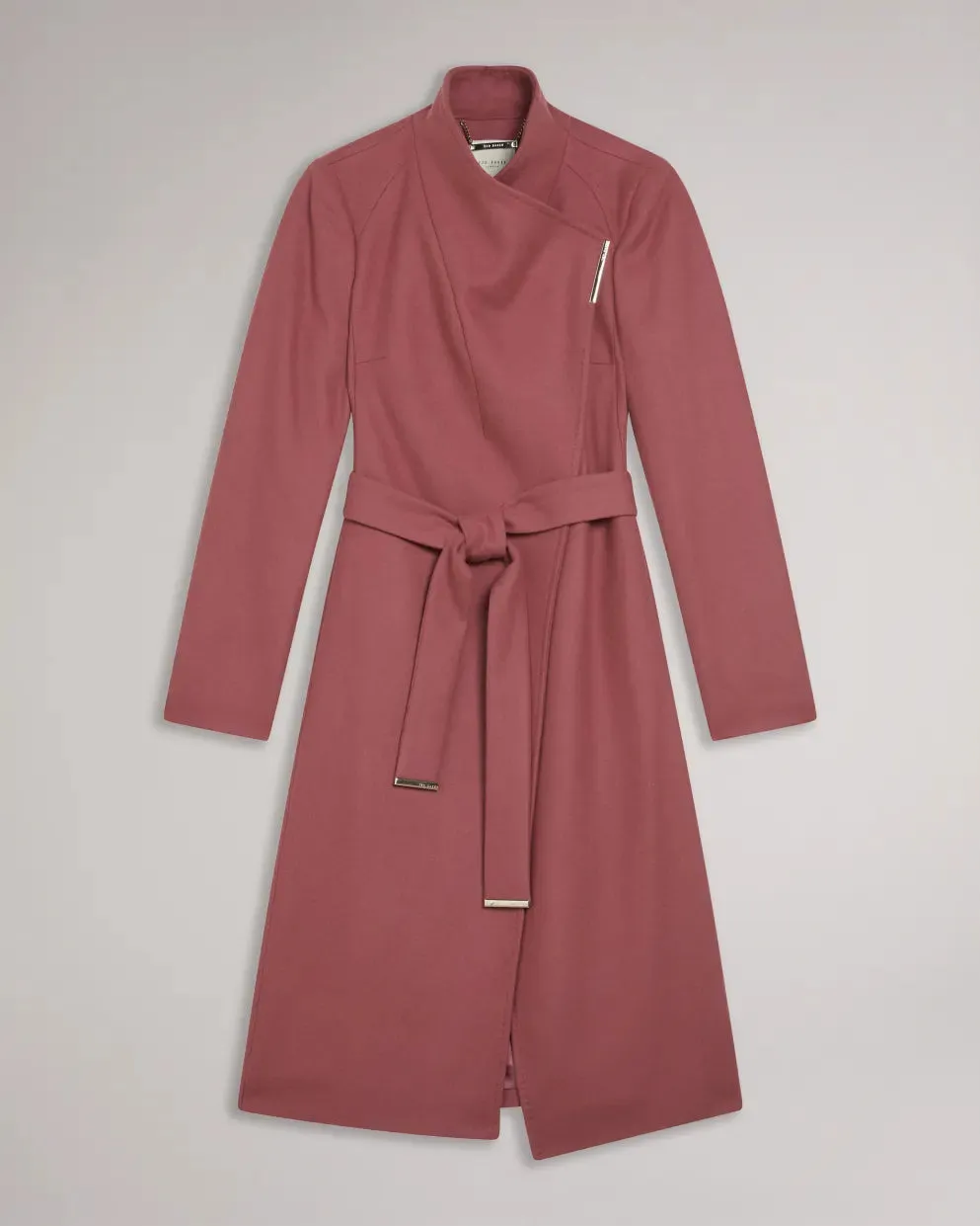 Ted Baker Rose Wool Wrap Midi Coat | Dusky Pink