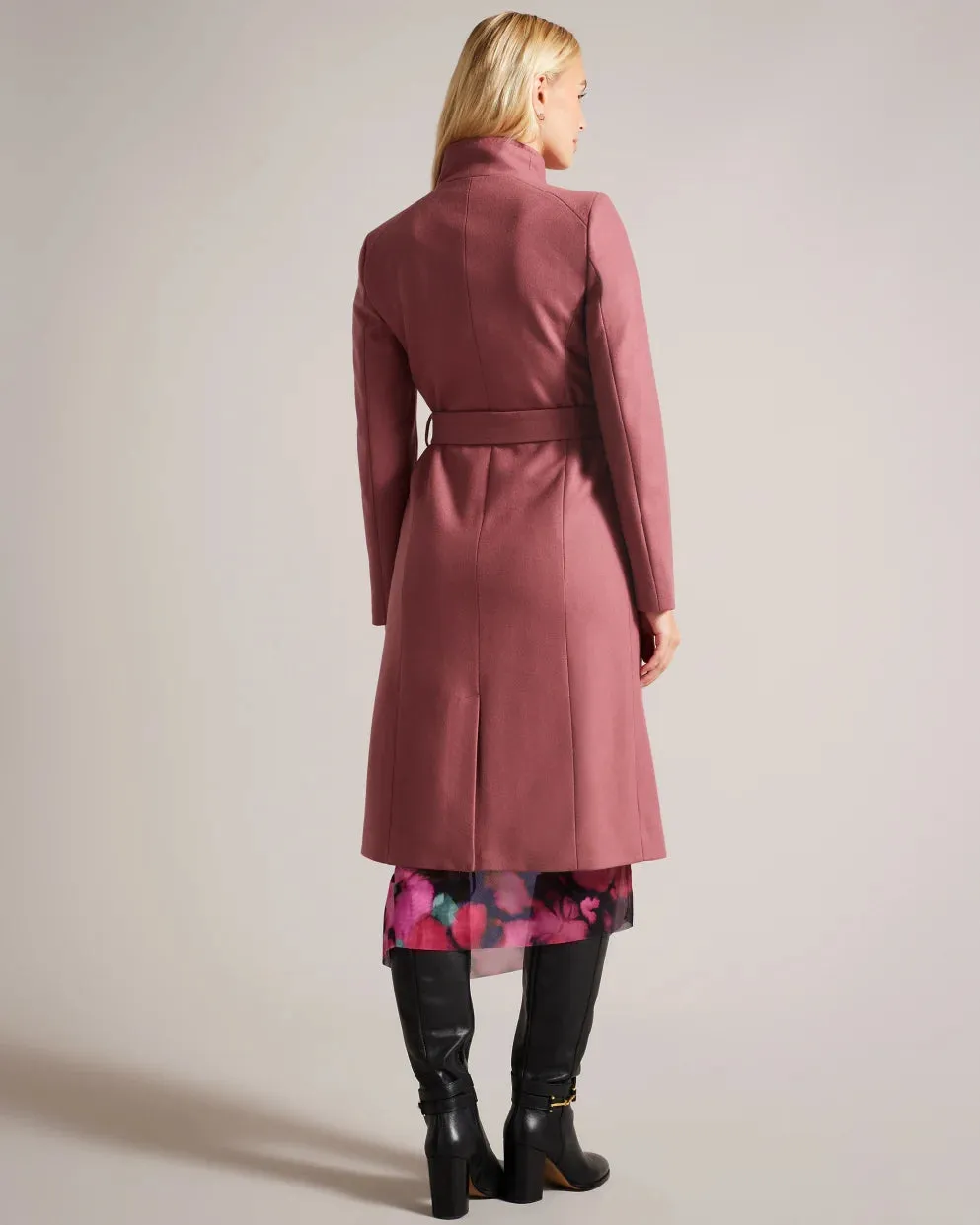 Ted Baker Rose Wool Wrap Midi Coat | Dusky Pink