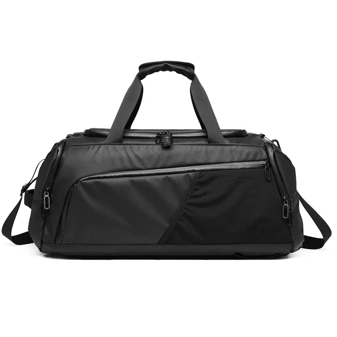 THE CLOWNFISH Tuguan Water Resistant Polyester Business Travel Duffle Bag With Shoe Compartment (Black), 28 CM