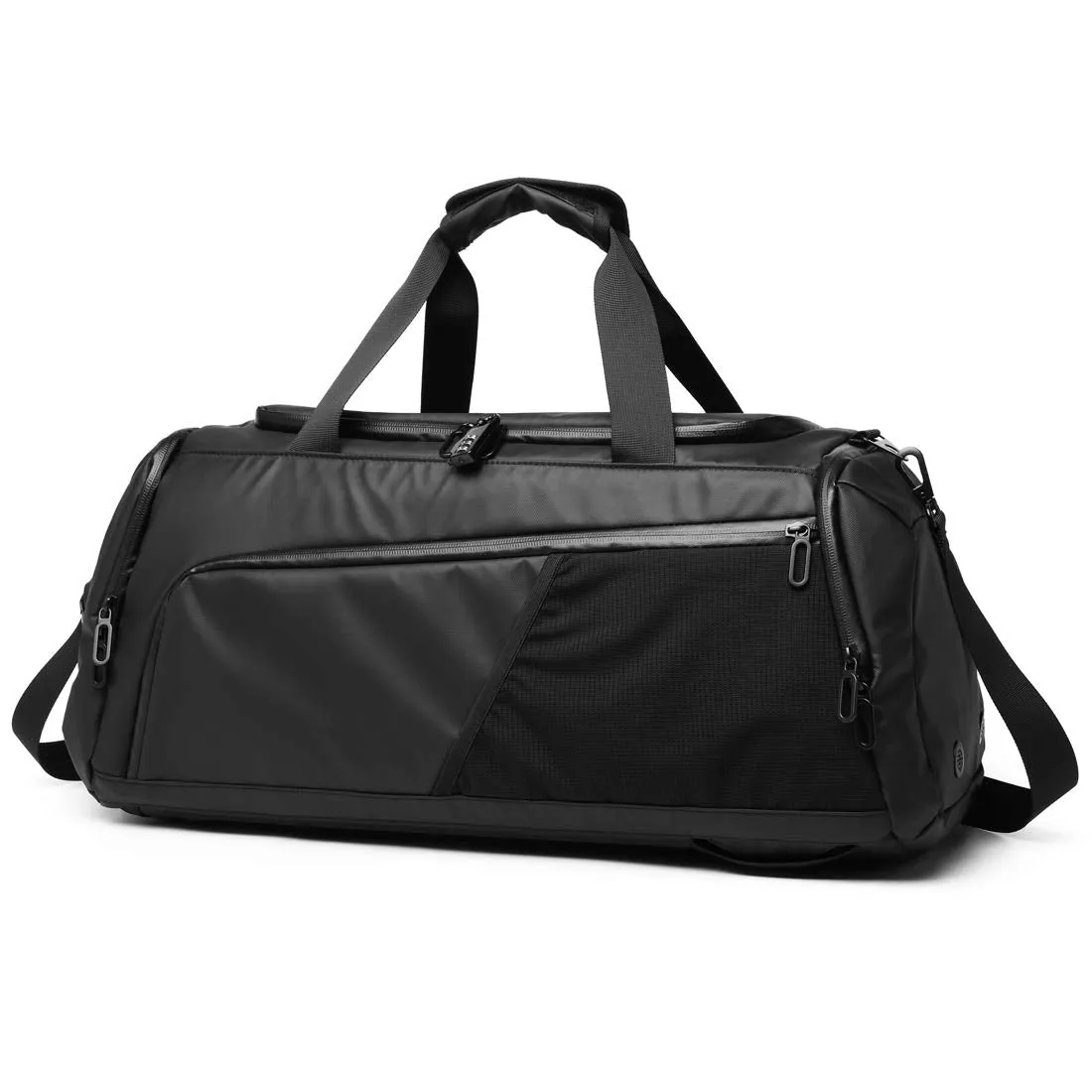 THE CLOWNFISH Tuguan Water Resistant Polyester Business Travel Duffle Bag With Shoe Compartment (Black), 28 CM