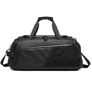 THE CLOWNFISH Tuguan Water Resistant Polyester Business Travel Duffle Bag With Shoe Compartment (Black), 28 CM