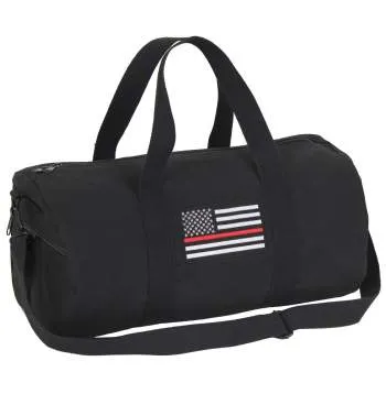 Thin Red Line Canvas Shoulder Duffle Bag - 19 Inch