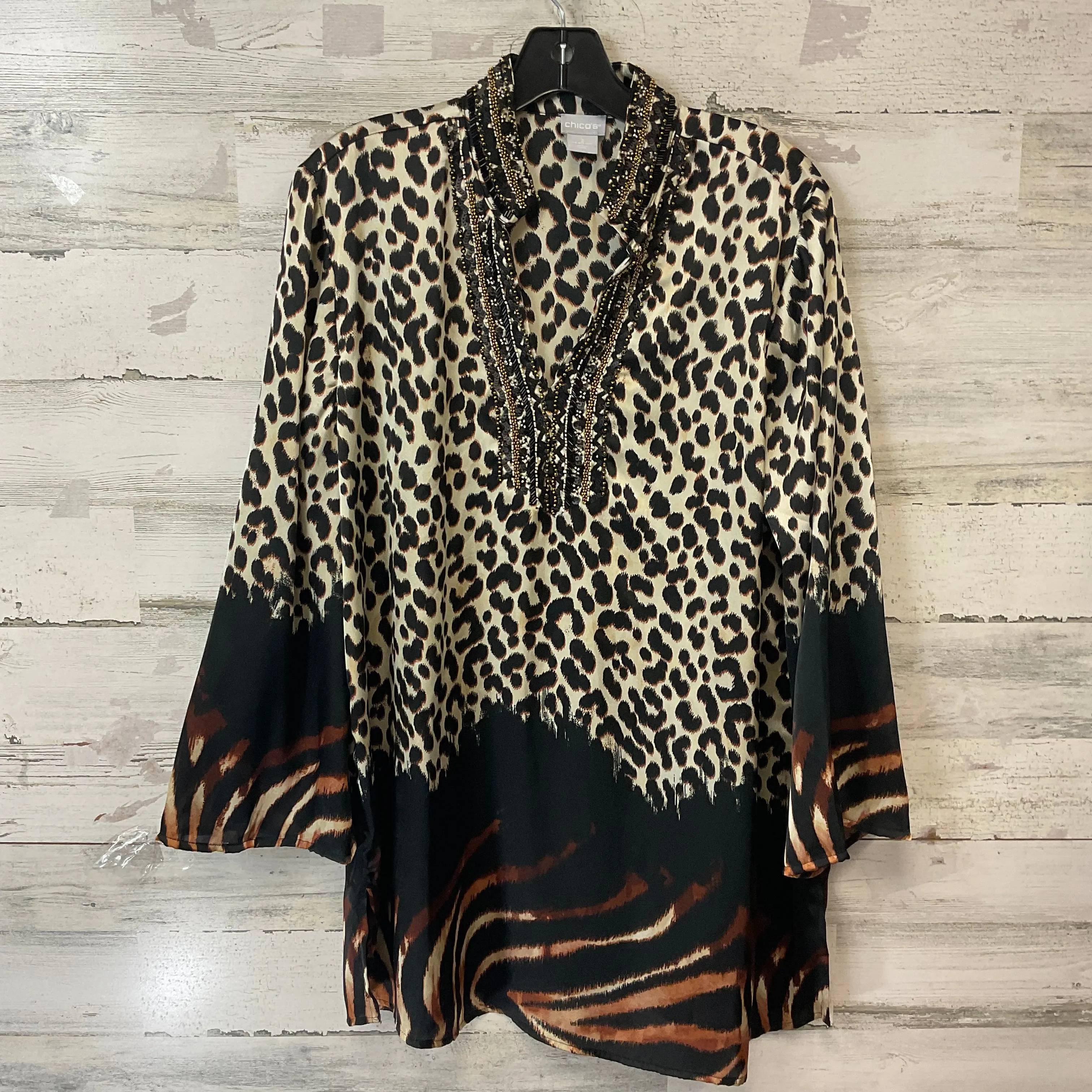 Tunic 3/4 Sleeve By Chicos In Animal Print, Size: L