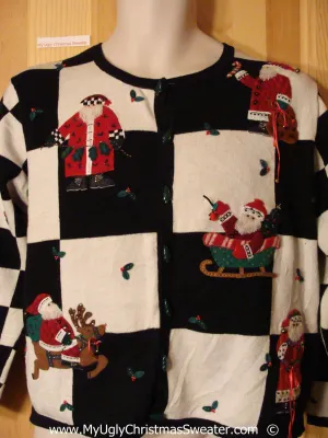 Two Sided Checkerboard Christmas Sweater