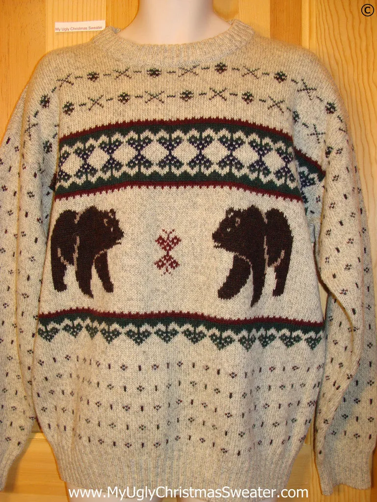 Ugly Christmas Sweater Party Vintage Nordic Sweater with Bears by Woolrich (v36)