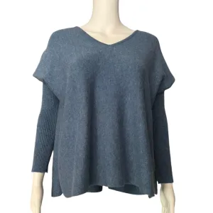 V Neck Tunic in Steel Blue