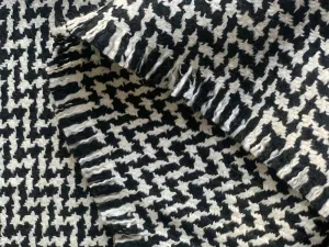 Valentino Striking Black & White Houndstooth Wool Coating (Made in Italy)