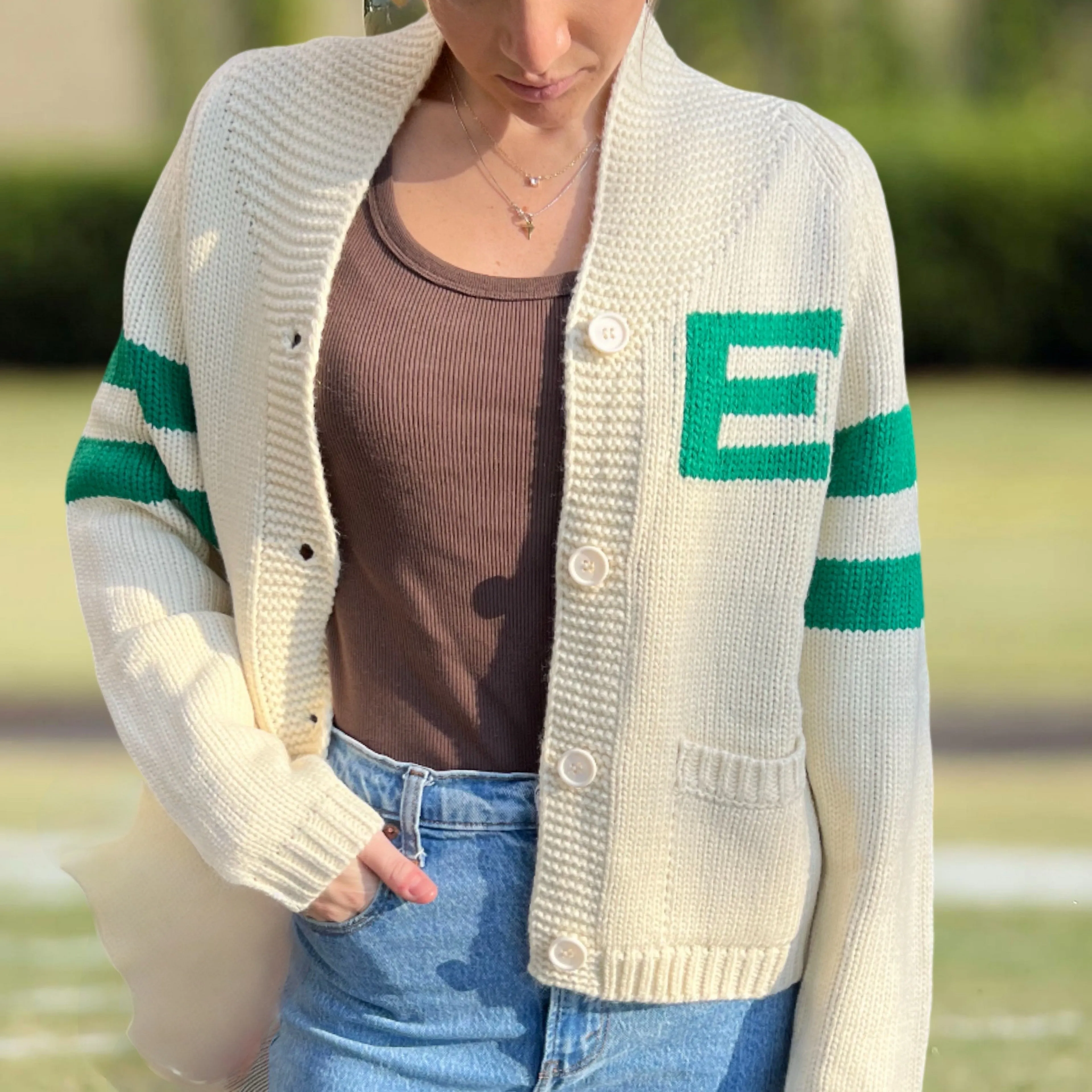 Varsity Cardigan Fly Eagles Sweater