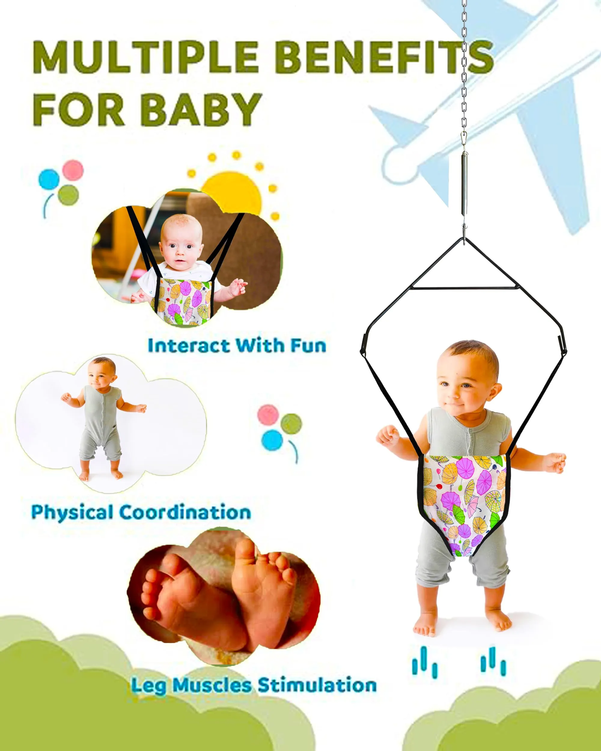 Vparents 2 in 1 Baby Toddler Jumper Cum Baby Walking Harness Function, Fun Activity for 6-12 Months Baby Infant (Blue)