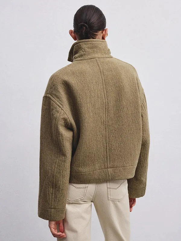 Zipped jacket in wool-blend cloth